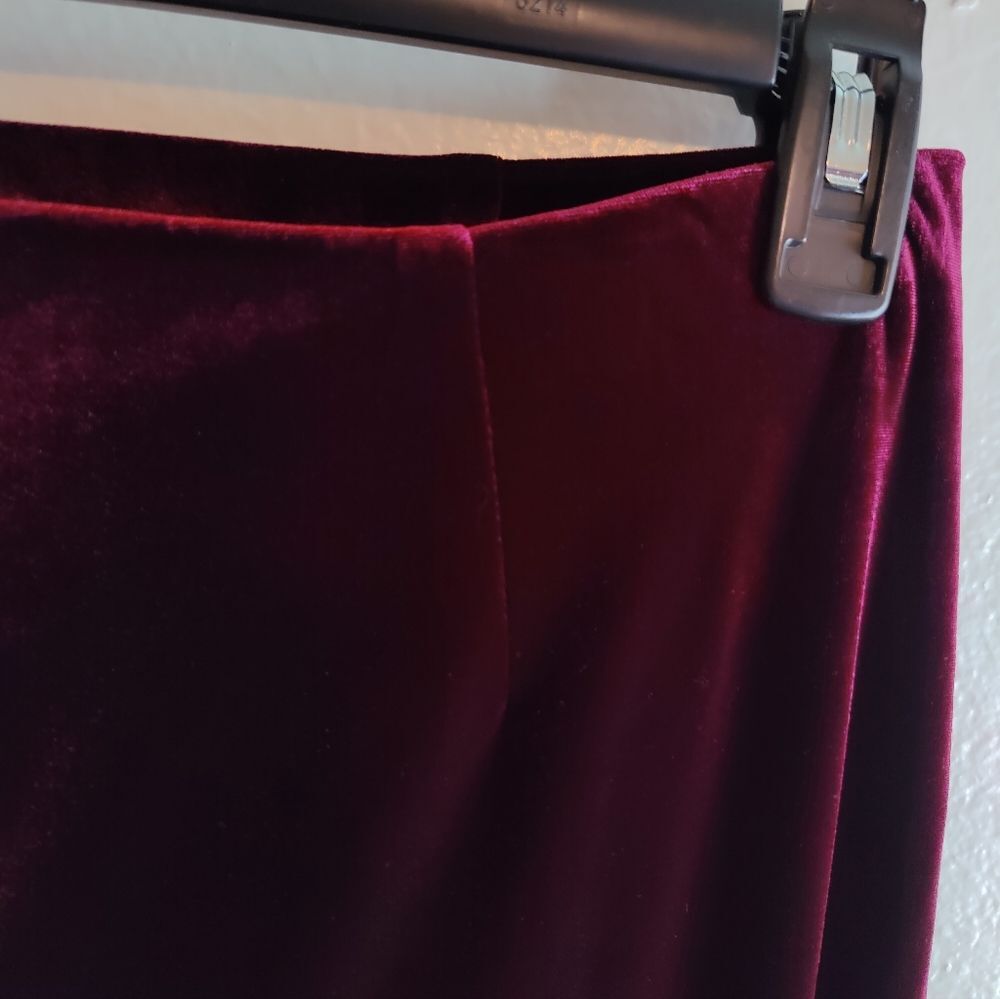 VTG Y2K NY & Co Dark Wine Red Stretch Velour Track Leisure Wide Leg Pants, M - Picture 5 of 7